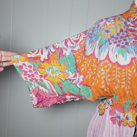 Anthropologie × Conditions Apply Floral Print Cinch Tie Waist Kimono Duster Top - Picture 9 of 16